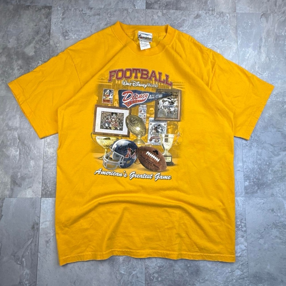 Vintage yellow disney football graphic t shirt size large